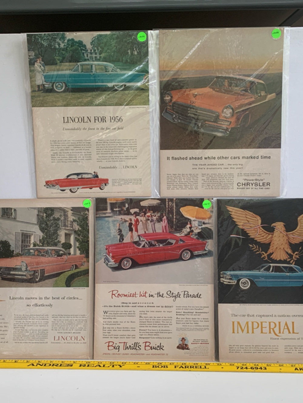 Vintage 1950s Car Magazine Ads - Set of 5